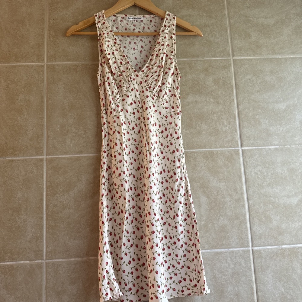 Reformation Calix Ivory Madison Floral Mini Dress Size Small Fairy Coquette Grad - Picture 2 of 16